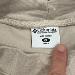 Columbia Mock Neck Sz XL Beige Long Sleeve Cotton Outdoors Hiking Base Layer