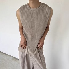 Casual Wear Daily Wear Men’s Tank Top Knitted Vest Knitted Fabric Regular Length