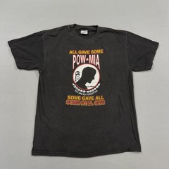Vintage Hanes Shirt Mens Large Black POW MIA Patriotic Military Graphic Tee