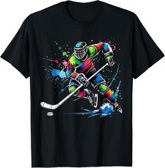 Colorful Ice Hockey Fan Player Tie Dye Color Splash Sports T-Shirt