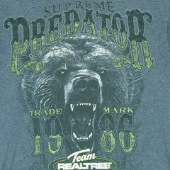 Realtree Shirt Men Medium Blue Gray Supreme Predator Grizzly Bear Graphic Tee