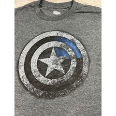 Marvel T-Shirt Mens XL Grey Captain America Shield Graphic Distressed Crew Neck