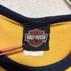 【HARLEY-DAVIDSON】00s Ringer T-shirt 両面ロゴ 星条旗 リンガーTシャツ S-5950