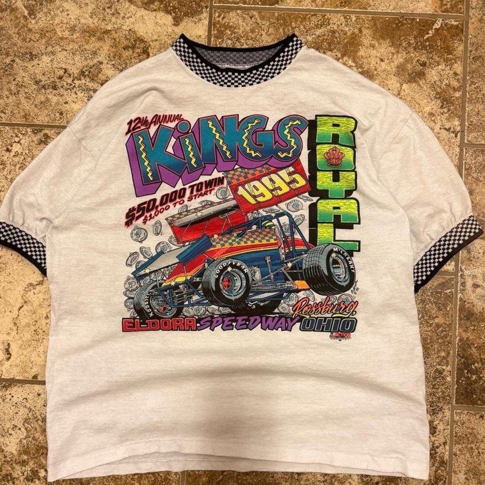 1995 Eldora Speedway Kings Royal Racing T-Shirt Featuring Bold Front and Back XL