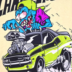 Ratfink Dodge Challenger Shirt Mens XL Yellow Mopar American Muscle Car NWT