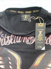 Christian Audigier Men’s Shirt Rhinestone Graphic Logo Black SZ Medium