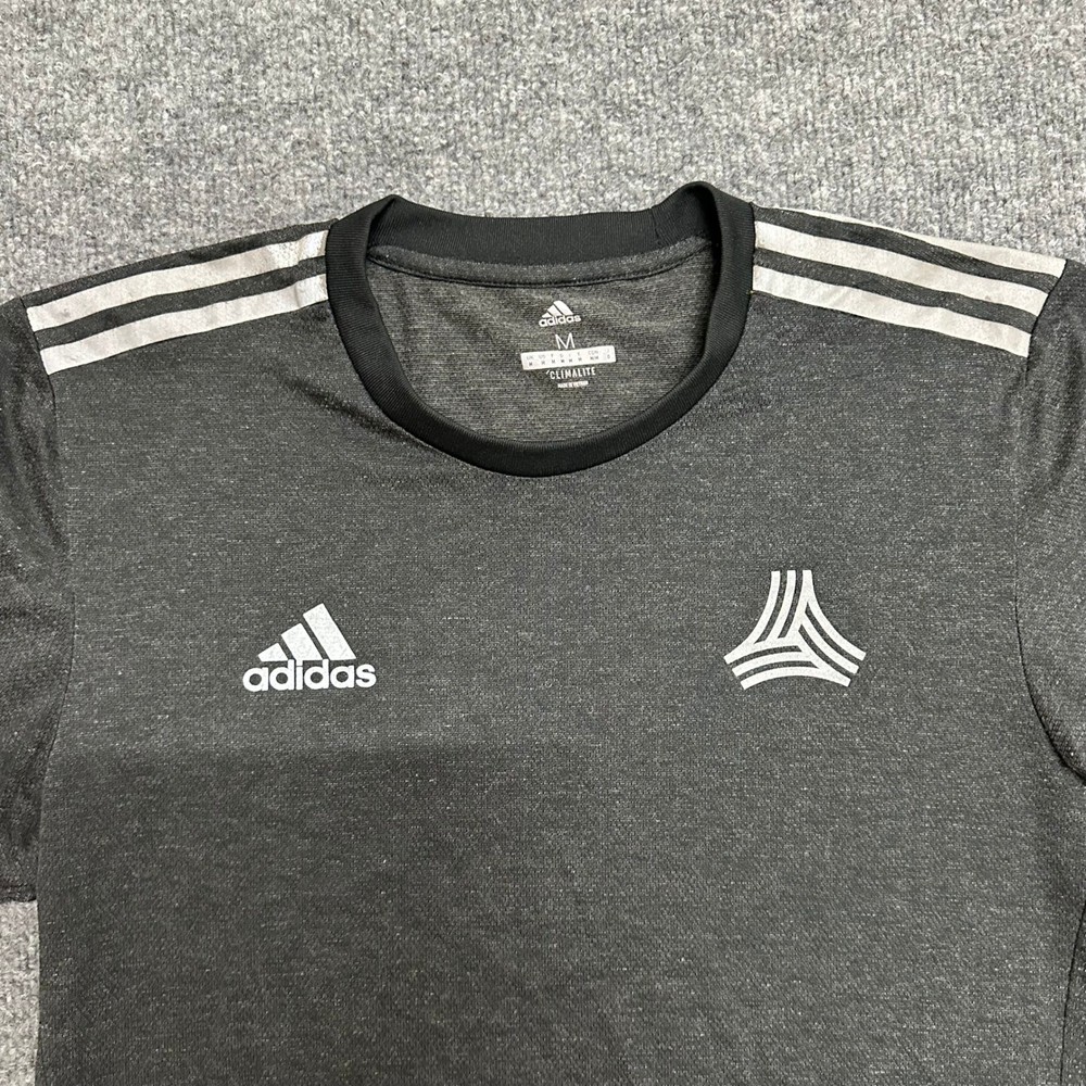 Adidas Shirt Mens Size M Charcoal Gray Climalite Athletic Soccer Short Sleeve