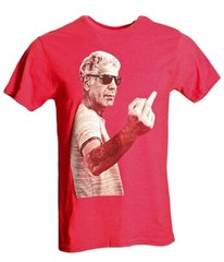 Men’s Anthony Bourdain Middle Finger Graphic T-Shirt Heather Navy Blue