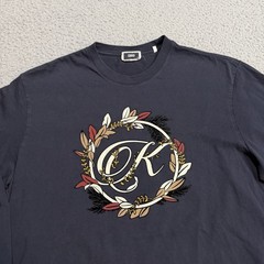 Kith Shirt Mens Medium Blue Navy Graphic Long Sleeve Stretch Cotton Crew Casual
