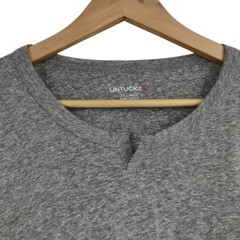 UntuckIt Mens Long Sleeve Notch Neck Gray Shirt Size XXL Marled Soft Comfort