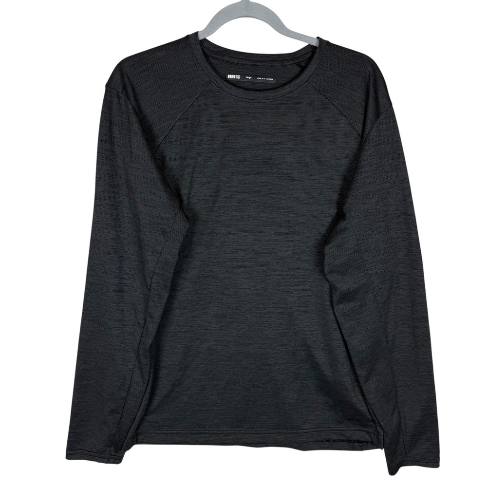 REI Co Op Shirt Mens Large Black Crew Neck Raglan Sleeve Pullover Performance