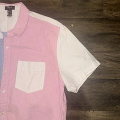 Forever 21 Multi Color Button-Up Short Sleeve Polo Shirt Outdoor Men’s Size L