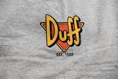 The Simpsons Mens Duff Beer Funny Cartoon Gray Shirt NWT 3XL