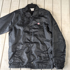 VTG Champion Lined Windbreaker Jacket Boys Youth Small Black Daily Active Wear