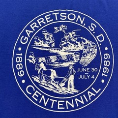 VTG 1989 Garretson SD Centennial T-Shirt XL Russell Athletic USA Blue