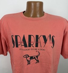 Vintage Bar Shirt Mens Large Faded Salmon Pink Dog T-shirt Funny Tee Distressed