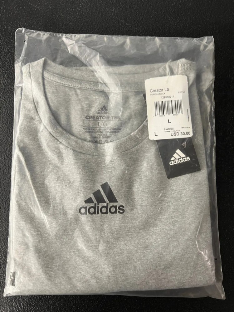Adidas Creator Tee Grey LS Gray Large Long Sleeve T-Shirt Men’s Clothing