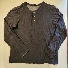 Vince Pima Cotton Lined Henley Mens Large Dark Charcoal Gray