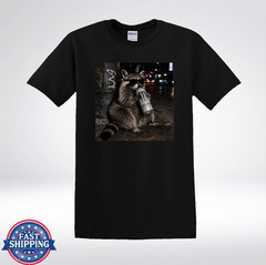 Cool Raccoon Drinking Energy Drink Funny Trash Panda T-Shirt