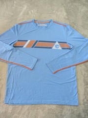 Gerry Shirt Mens Large Blue Orange Striped Performance Long Sleeve Sun Tee Golf
