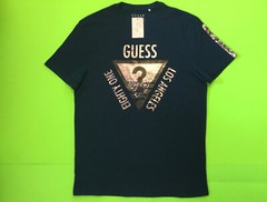 GUESS Los Angeles Men’s Short Sleeve T-Shirt Size LARGE Blue w/Dark Silver NEW