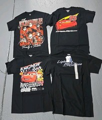 Disney Pixar Cars Incredibles Black T-Shirt Lot 4pc SZ Medium (Y)