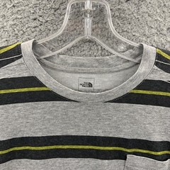 The North Face Shirt Mens Medium Gray Pocket Tee Black Yellow Stripes Pittsburgh