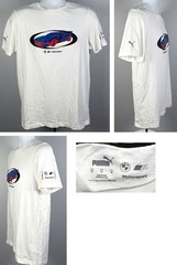 Puma BMW Motorsport T Shirt Mens Medium White Cotton Blend
