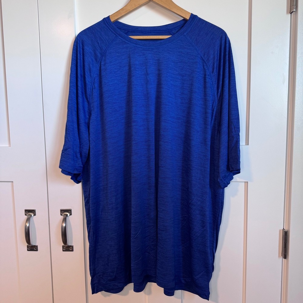 Men’s Basic Heathered Blue T-Shirt Size 4XL Lightweight Breezy Summer Stretch