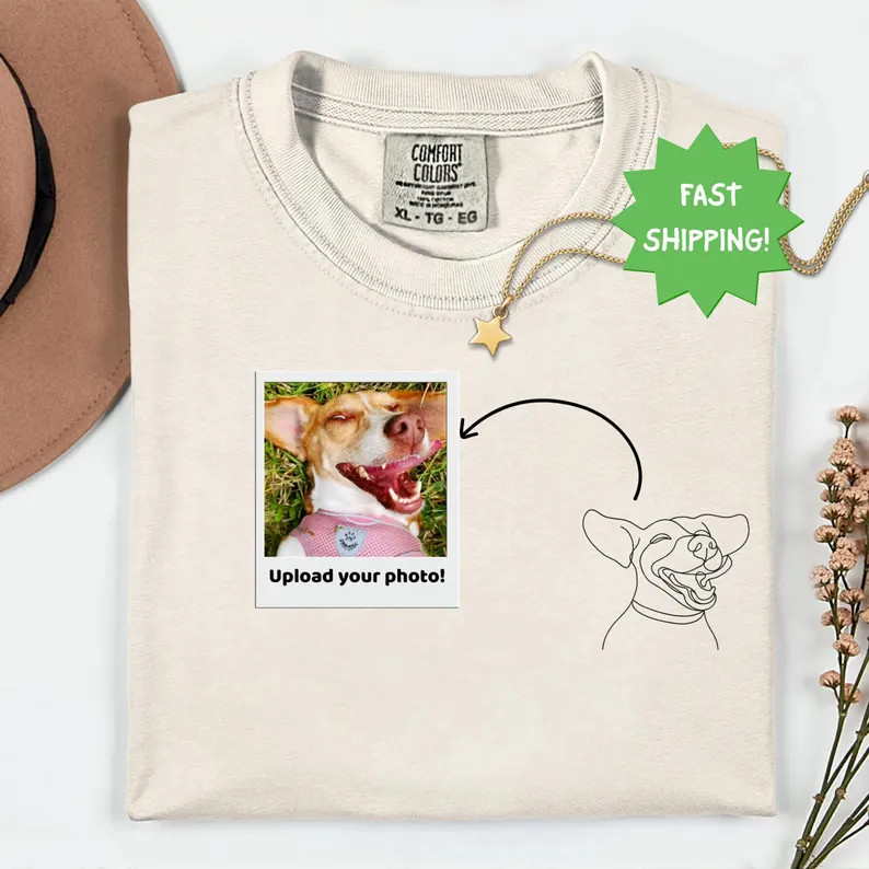 Custom Pet Portrait Comfort Tee Personalized Dog Cat Photo Shirt