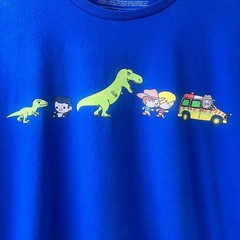 Loot Crate Jurassic Park Blue Chibi Graphic Dinosaur Short Sleeve TShirt XL Read