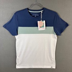 Free Planet Colorblock Crewneck Short Sleeve T-Shirt Men’s Size S Navy White NWT