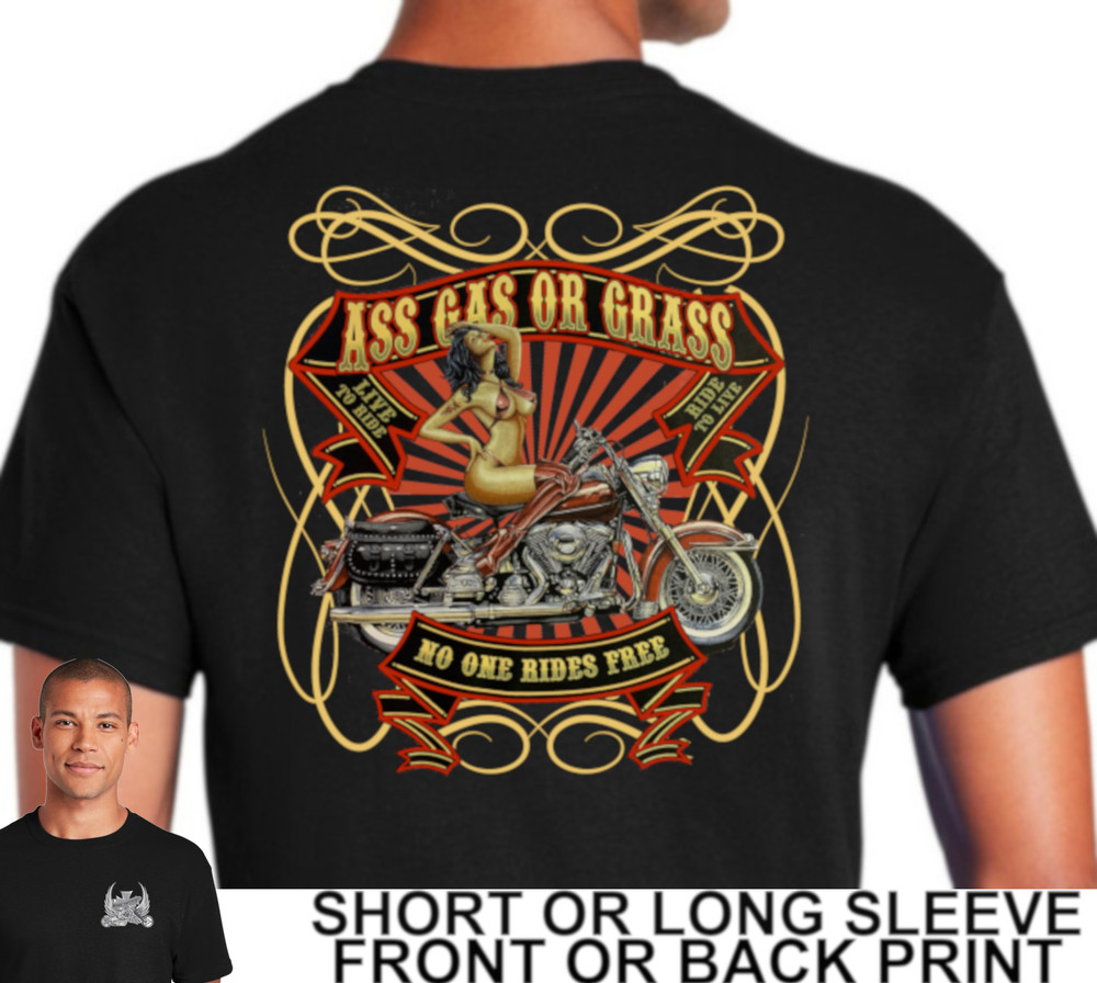 Biker Ass Gas Grass Nobody Rides Free Classic Motorcycle Sexy Girl Men’s T Shirt