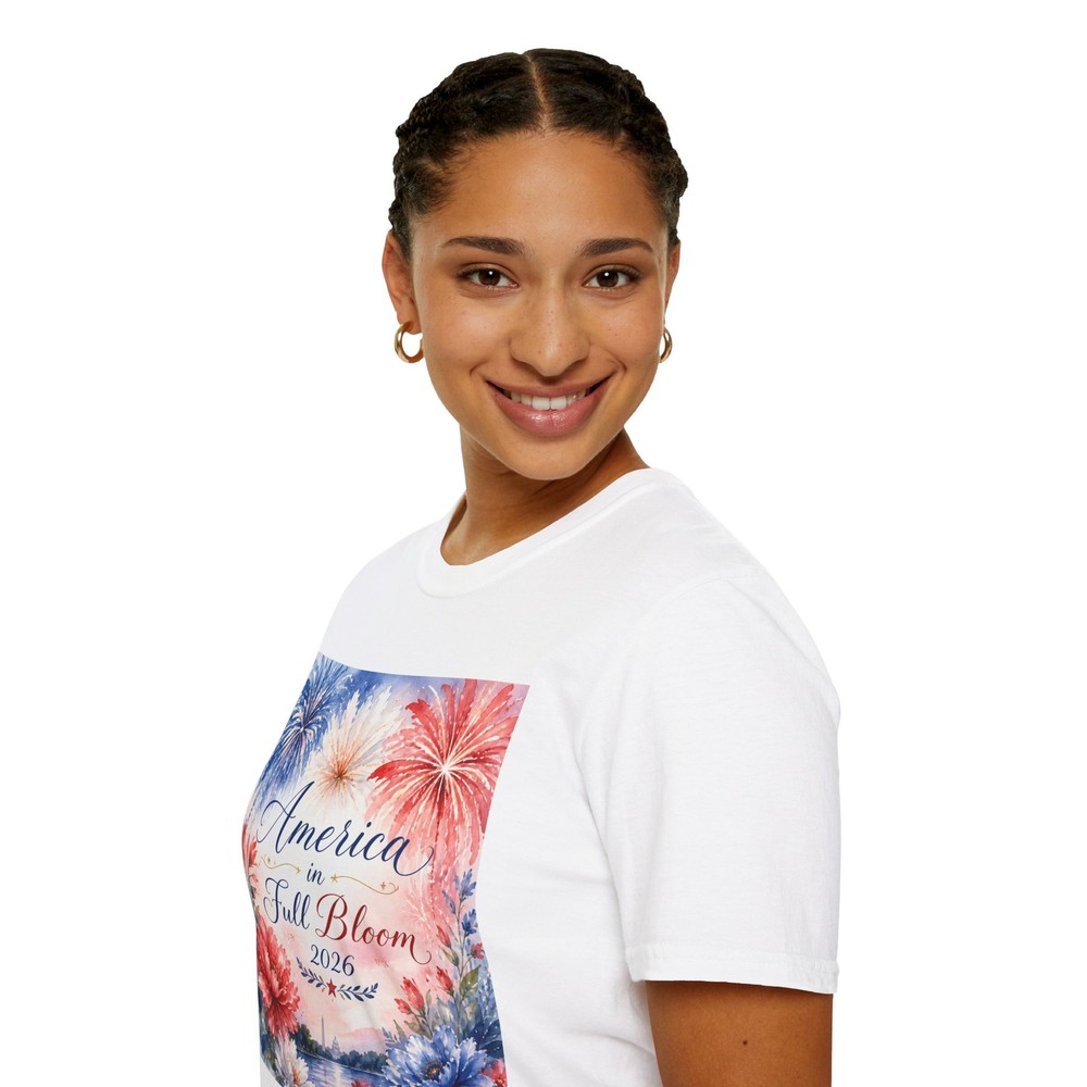 Copy of America in Full Bloom T-Shirt | Patriotic Fireworks Floral