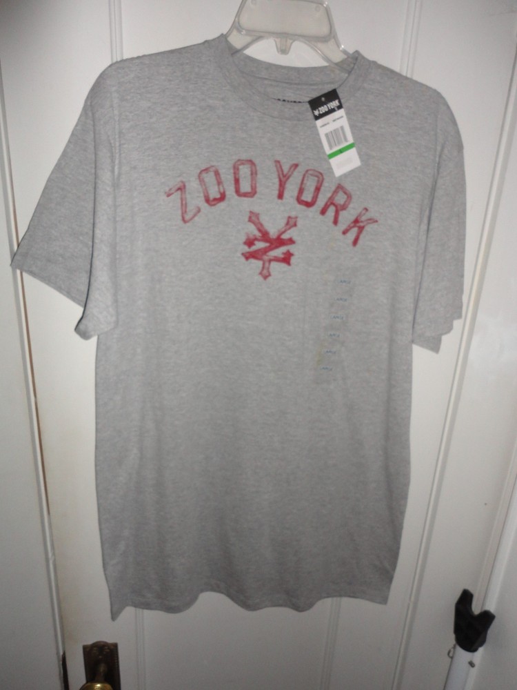 MENS ZOO YORK BRAND NEW! S OR L GRAY LOGO PULLOVER T SHIRT NWT