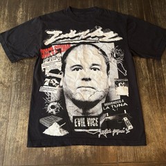 Evil Vice El Chapo Guzman Graphic T Shirt Mens M Black Double Sided Tee