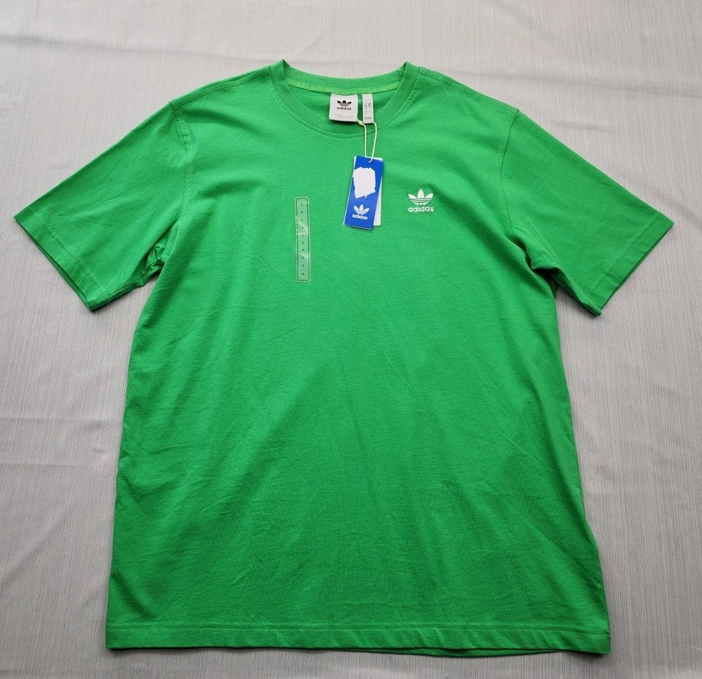New Men’s Adidas Trefoil Essentials Tee Shirt Size Large Mens Energy Green