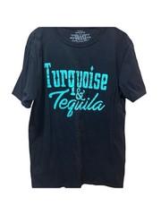 Crazy Train Turquoise & Tequila Black Graphic T-Shirt*Large*100% Cotton*EUC