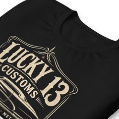Lucky 13 Customs Shirt Lowrider Kustom Kulture Car Guy Gearhead Gift Tee XS-5XL