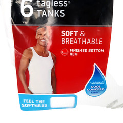 Hanes Tank T-Shirts Men’s Size Medium Ribbed Cotton Longer Length White 6 Pack