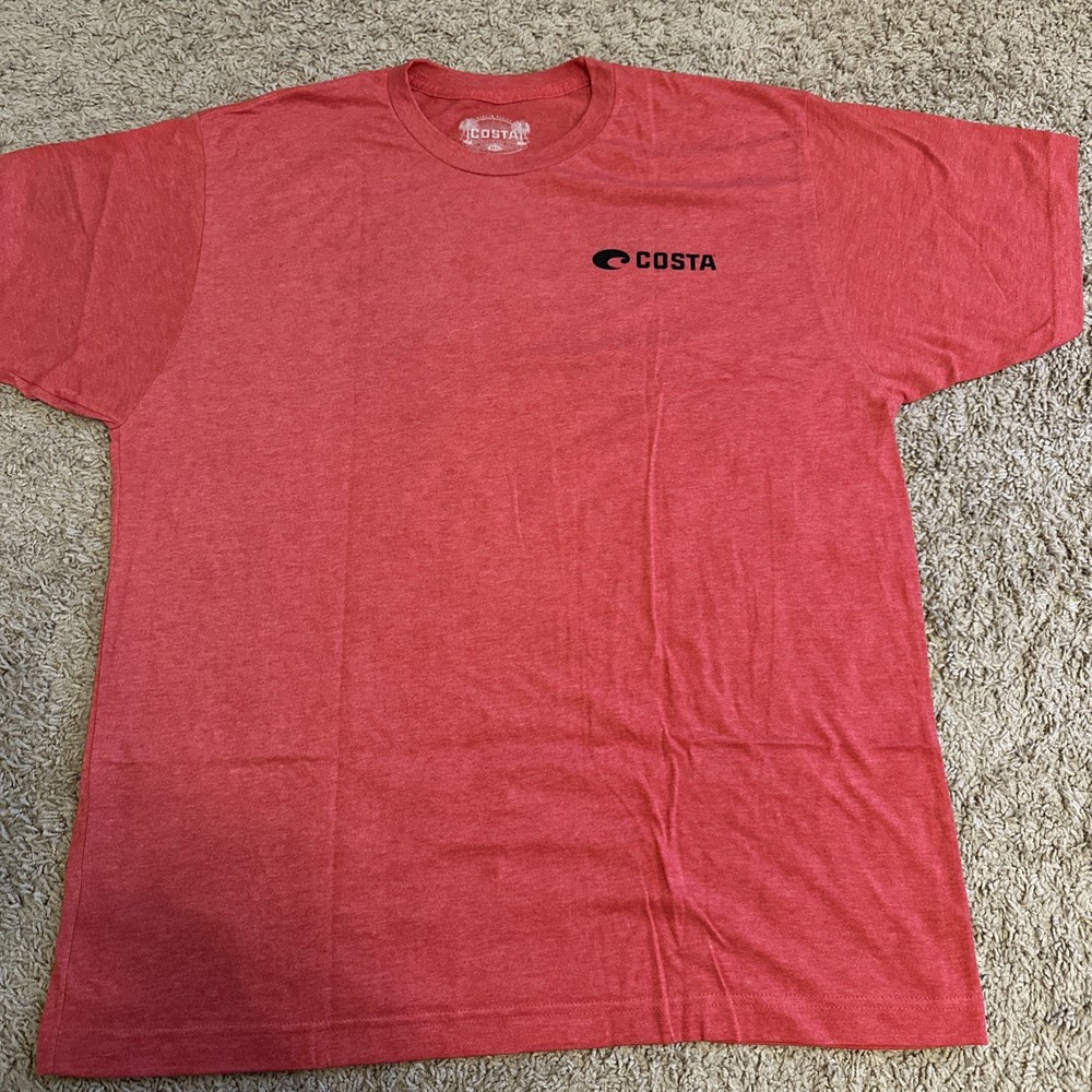 New! Costa Del Mar T-Shirt Mens X-Large Red Heathered Short Sleeve Graphic Tee