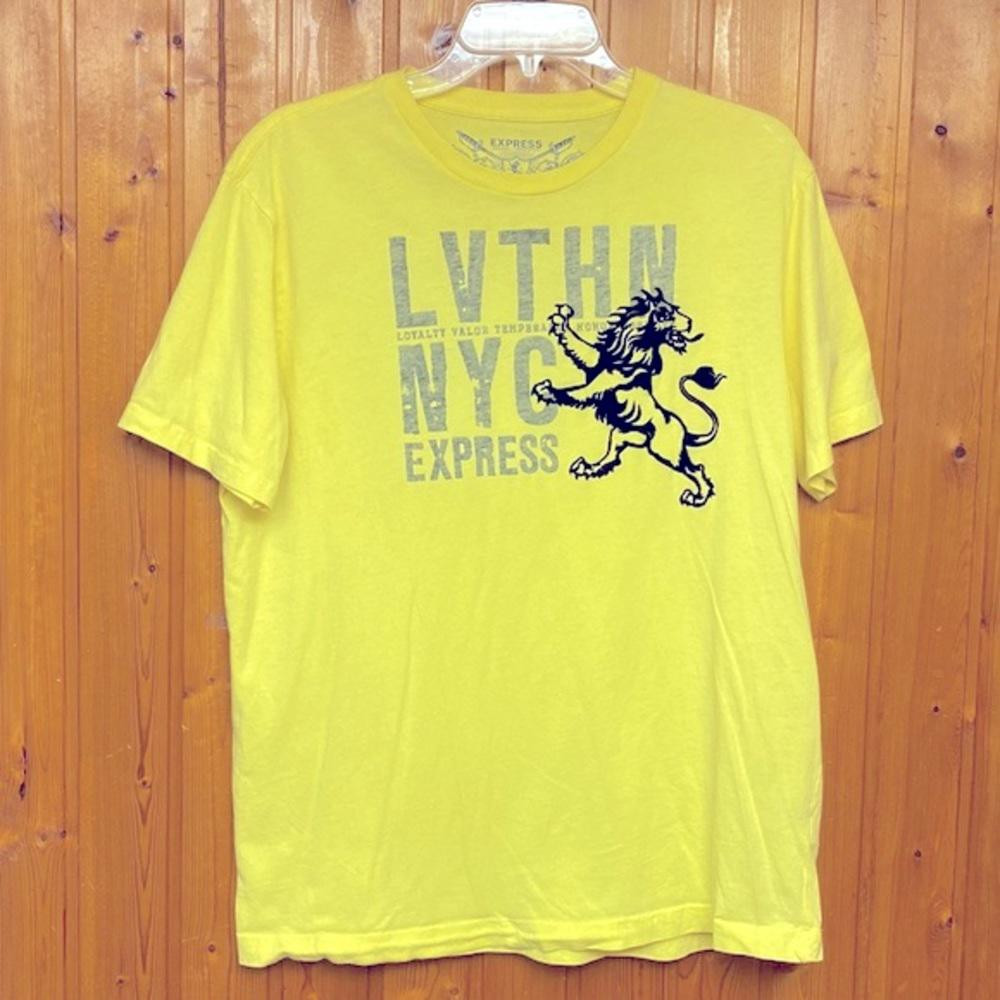 Express 100% Cotton Lemon Yellow Cool Graphic at Front Men’s Size L Worn Once !!