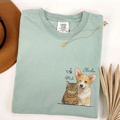 Custom Dog Face Comfort Tee Personalized Pet Portrait Shirt Gift Idea