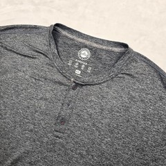 Madeflex Flag & Anthem Henley Shirt Mens 2XL Heather Gray Stretch Wicking NEW