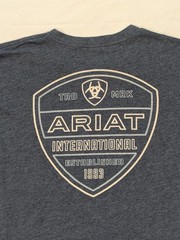 Ariat Shirt Mens XL Gray Long Sleeve International Shield Logo Back Graphic Tee