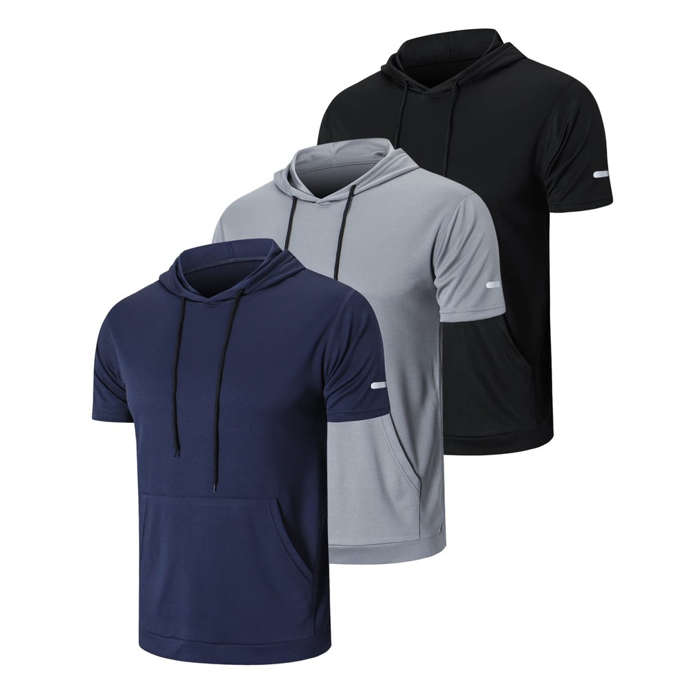 Men’s 3 Pack Workout Shirts Quick Dry Moisture Wicking Short Sleeve Mesh Athl…
