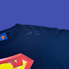 Superman Y2K Warner Bros T Shirt Mens L Blue DC Comics Superhero
