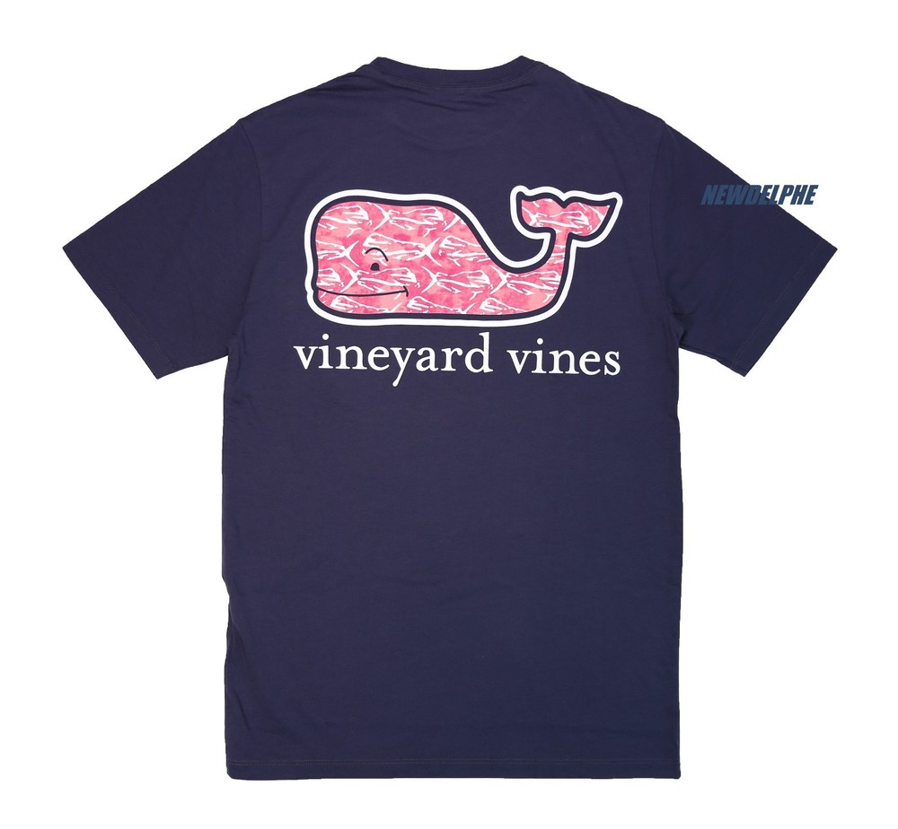 NWT Vineyard Vines Men SS Pocket Crew Neck Tee T-Shirt “DOLPHIN FISH WHALE”
