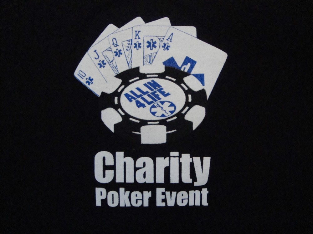 Charity Poker Event All In 4 Life Souvenir Black Cotton T Shirt Size XL