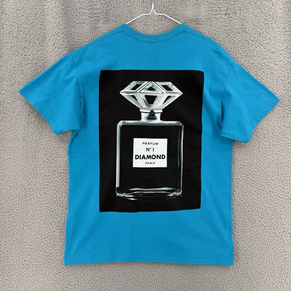 Diamond Supply Co Parfum T-Shirt Graphic Tee Men’s Large Teal Blue NWT 11993